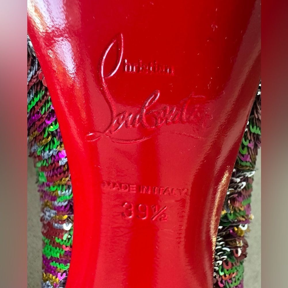 Christian Louboutin Pigalle Follies Pumps Silver and Multicolor Sequin 100 39.5 - Picture 8 of 11